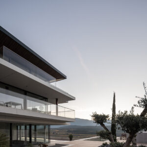 All-glass facade with sliding and French doors, Private house Caldaro